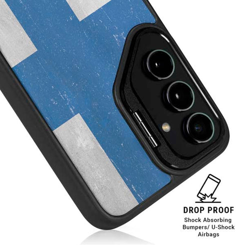 Finland Flag Distressed Galaxy S24 FE Kickstand Case